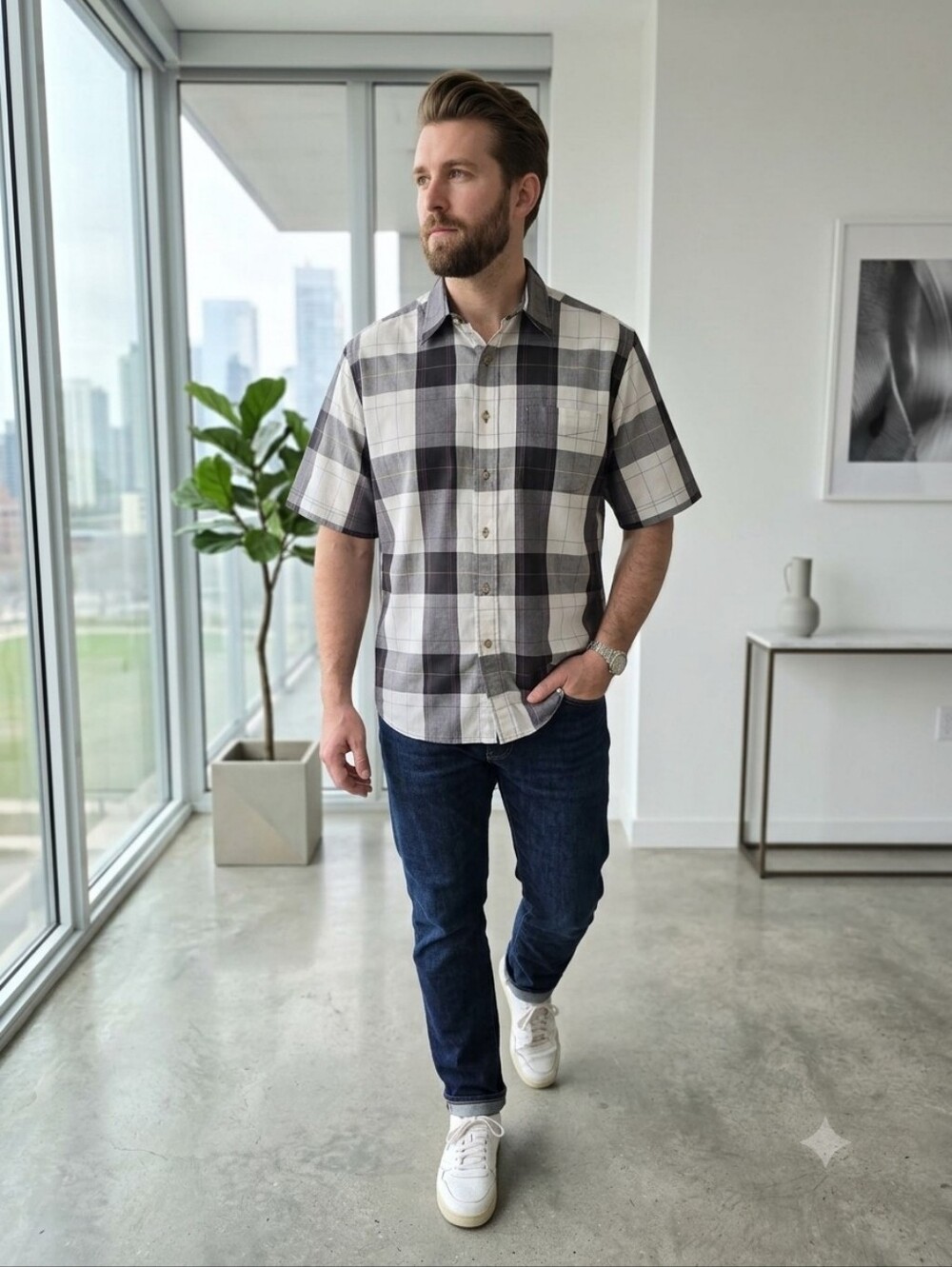 ✨️Vintage✨️ 70s Marshall Field’s "Clubfellow" Plaid Short Sleeve Shirt - Men’s L